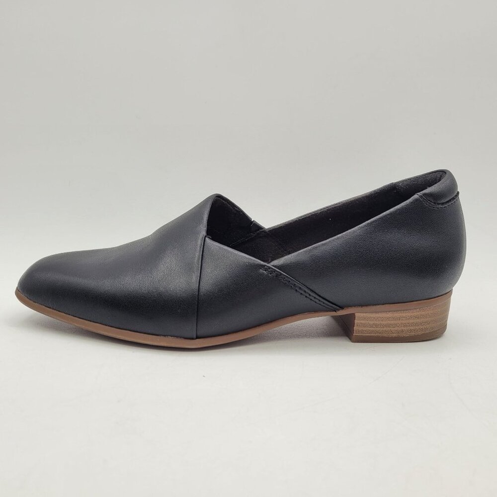 Clarks Collection Juliet Palm Women's 6 Black Faux Leather Slip On Loafers NICE - Picture 5 of 11